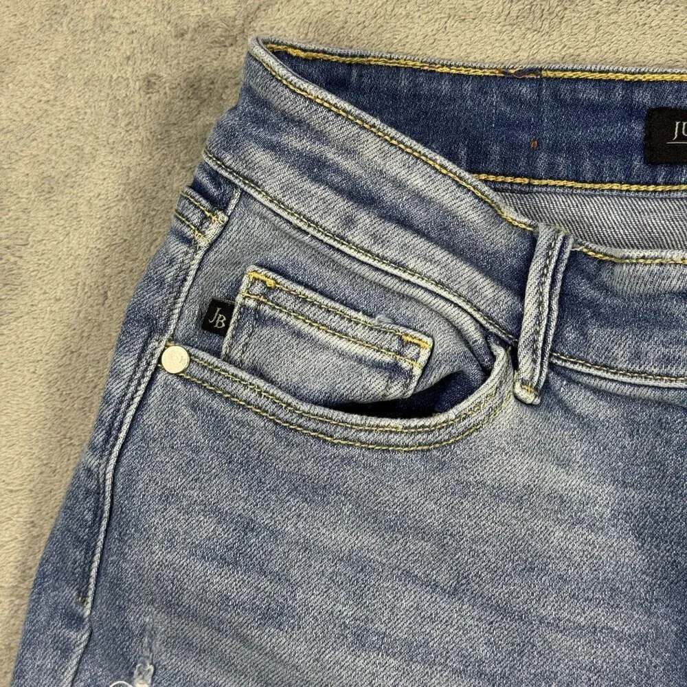 Judy Blue Slim Fit Jeans High Rise Distressed Light Wash Womens 5 Denim Stretch